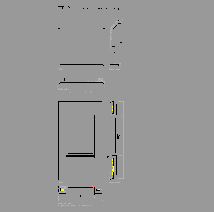 Bloque Autocad Panel prefabricado pesado